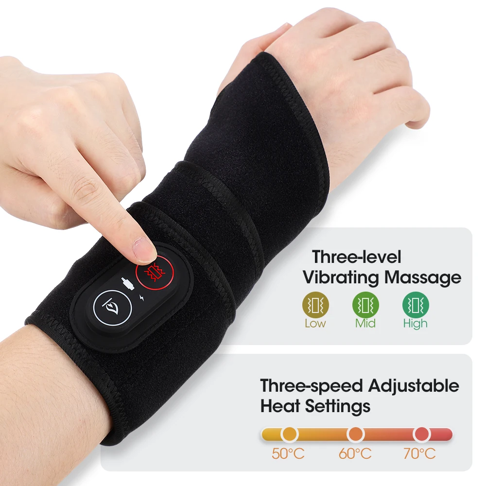 

3 Levels Vibration Hand Massager Belt Red Light Therapy Wrist Protector LED Infrared Heating Pad Knee Neck Hand Warmer Wrap
