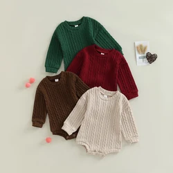 0-18M  Newborn Toddler Baby Sweater Romper Solid Color Long Sleeve Knit Bodysuits Knitwear Boys Girls Autumn Winter Clothing