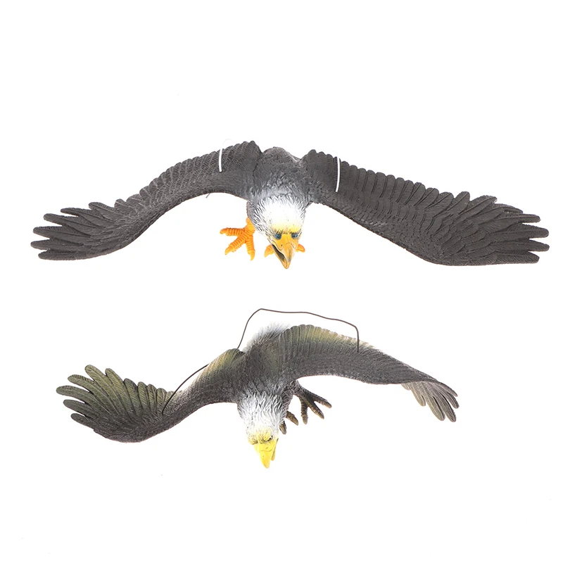 1Pcs Outdoor Eagle Figurine Hanging Bird Deterrent Plastic Eagle Ornament Vivid Flying Bird Hawk Decoy Garden Scarecrow