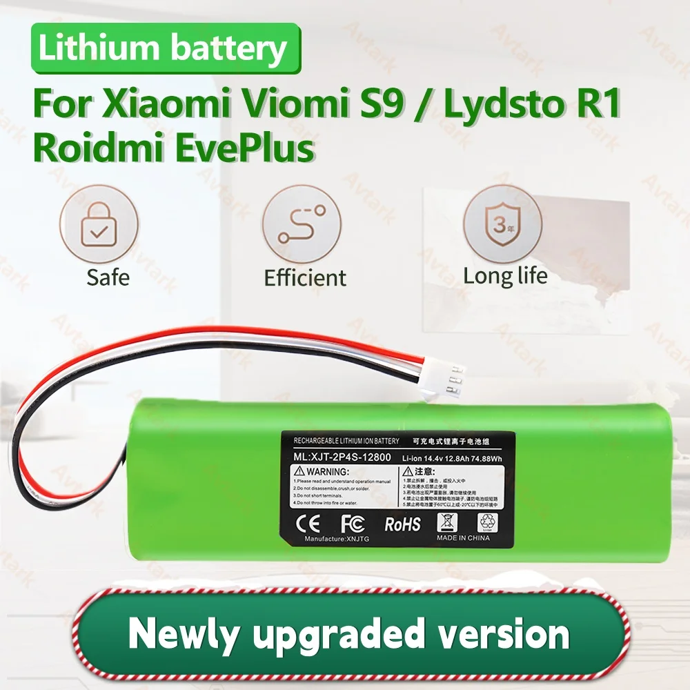 Long Lasting 14.4V 12800mAh Enhanced Capacity Battery Pack for Pro M9 M8 Pro M7 Robot Vacuum Cleaner - Li-ion R1 Battery Pack