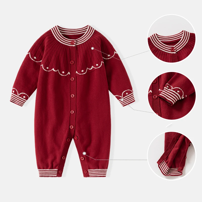 طفل الفتيات حللا الخريف الشتاء الكرتون الجاكار متماسكة الوليد فتاة بذلة مخطط طوق الرضع طفل رضيع داخلية #1