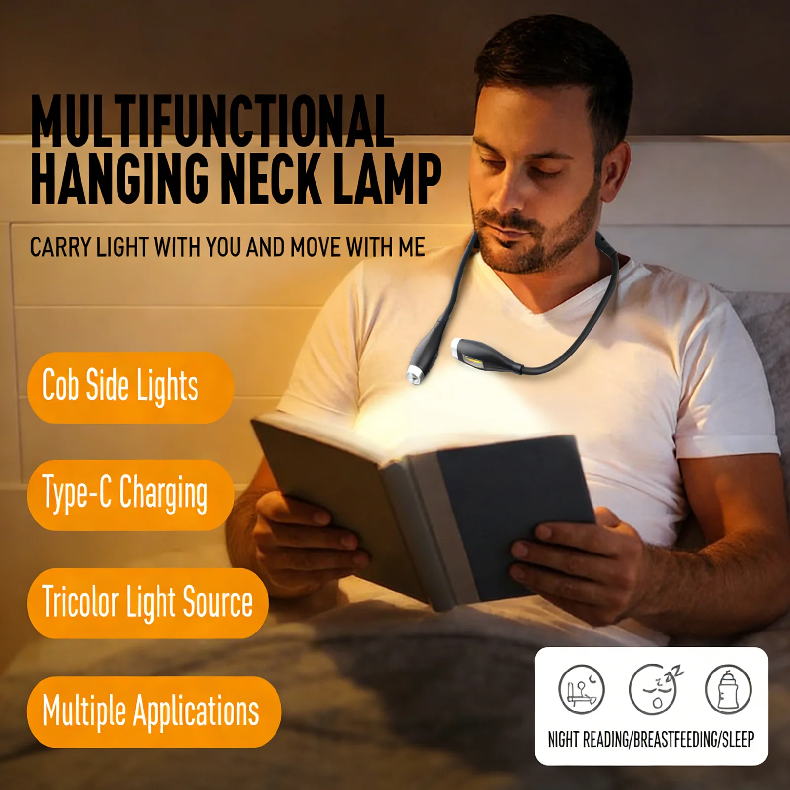 

LED Neck Reading Light Flexible Reading Lamp Hands Free LED Night Light Rechargeable for Night Running Walking Knitting Camping