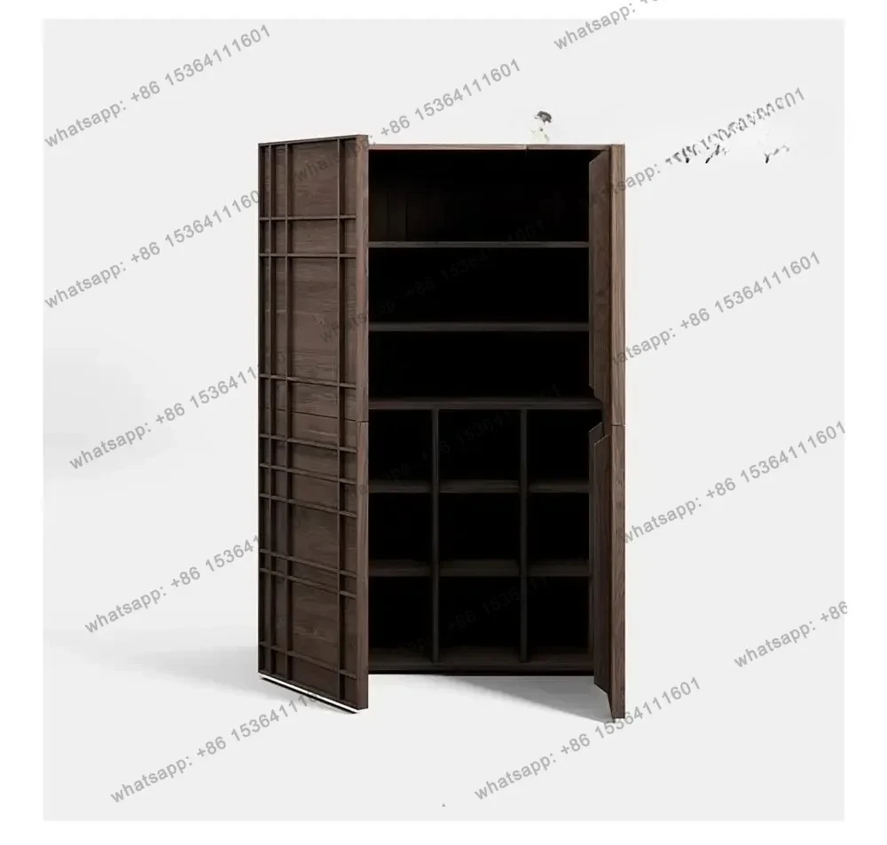 

North American Black Walnut Color Dining Side Cabinet Simple Storage Porch Cabinet Household Storage Stand Cabinet