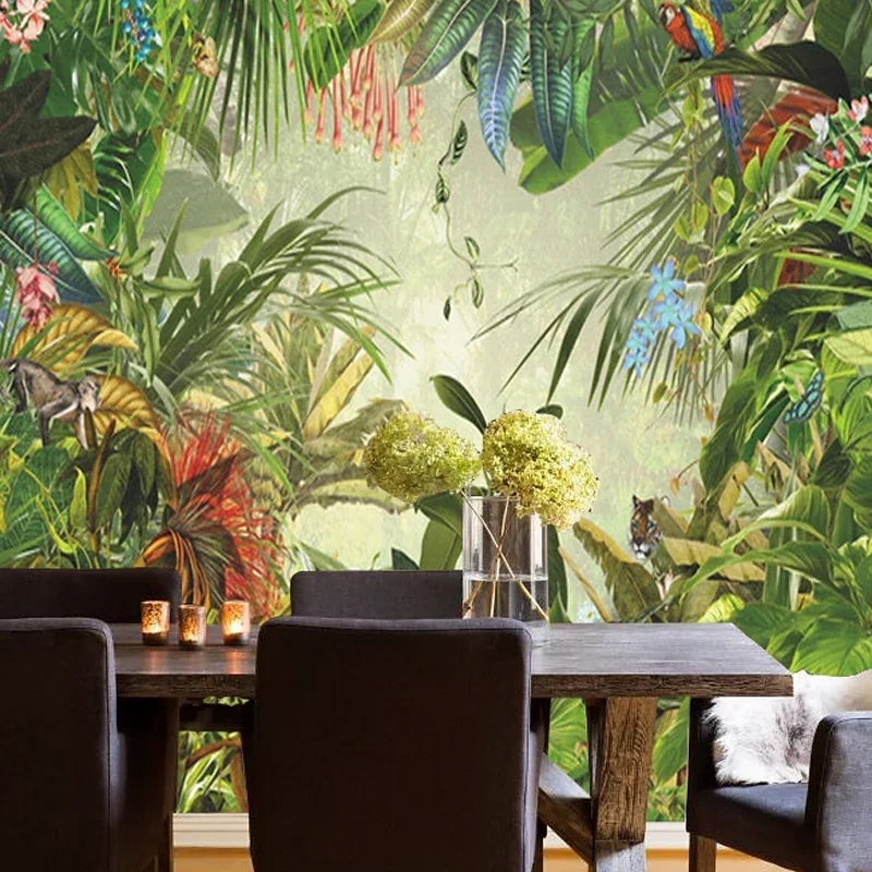 Custom 3D Stereo Tropical Rainforest Banana Leaf Photo Wallpaper Background Wallpaper Mural Painting Fresco Dining Room TV Mural