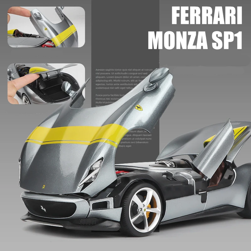 Burago-Fivari monza Sp1レーシングカーモデル,合金コンセプトスポーツカー,金属,高いシミュレーション,子供のおもちゃ,ギフト,1:24