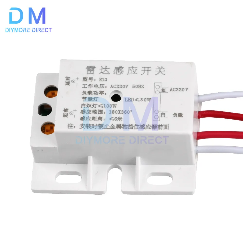 AC 220V Microwave Radar Sensor Switch Human Body Motion Induction Sensor for LED Light Sensors Switches