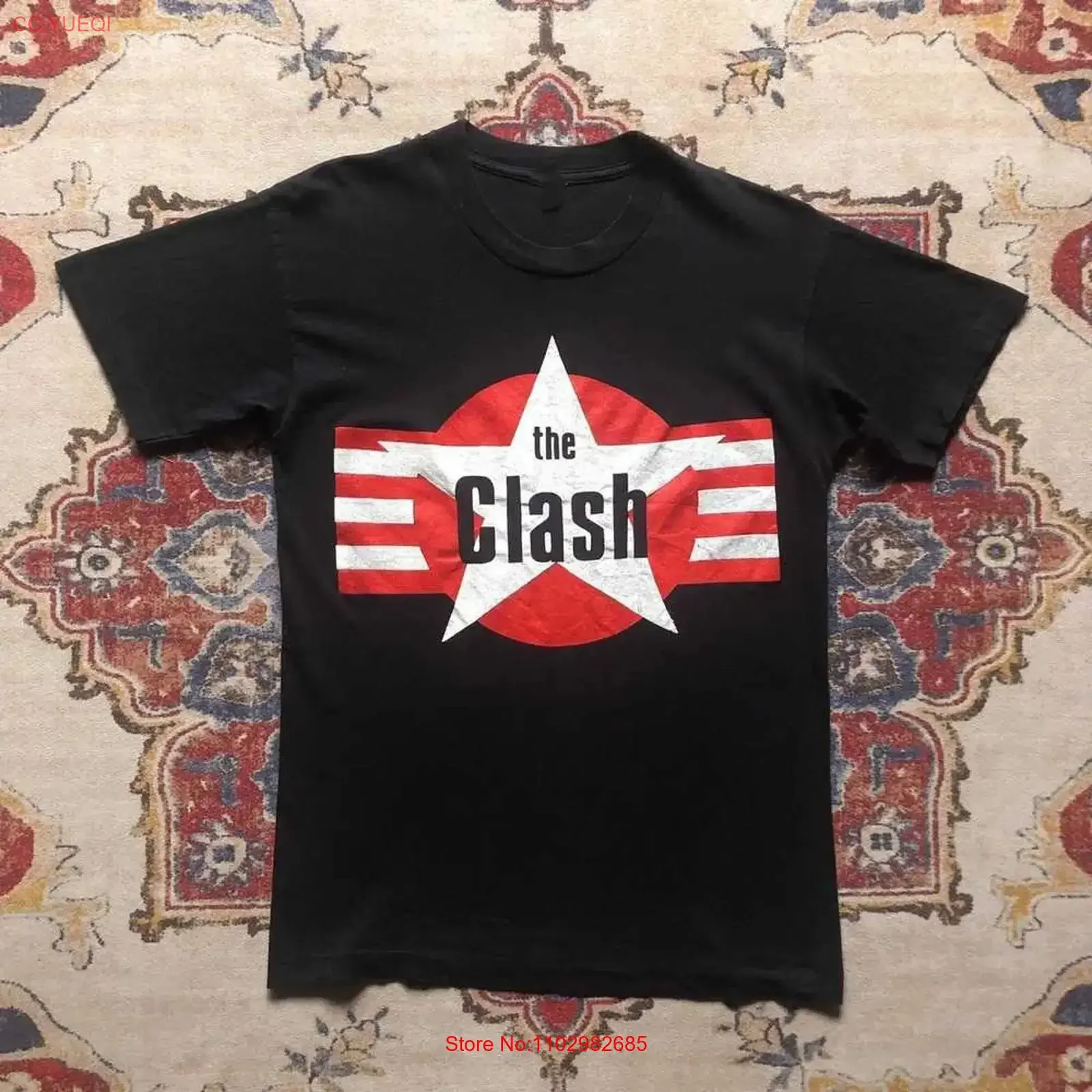Редкая винтажная футболка The Clash Band с принтом, размеры S-5XL, TU510, с эффектом потертости, стрейч, уличный стиль, слегка стильный дизайн.
