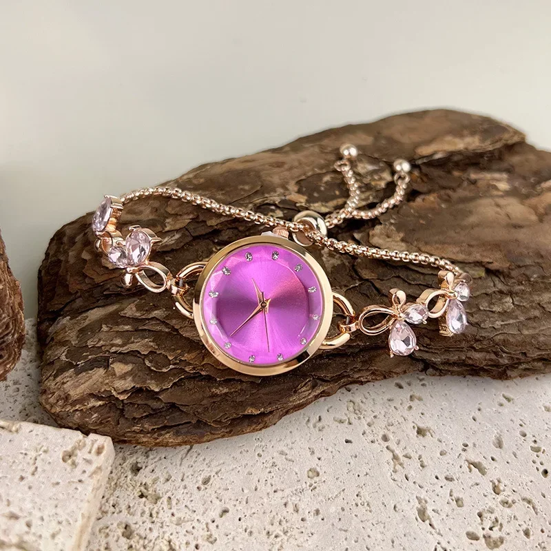 ساعات يد كوارتز مع ربطة عنق للنساء ، ساعة سوار بسيطة ، هدية فاخرة للفتيات ، هدية للسيدات