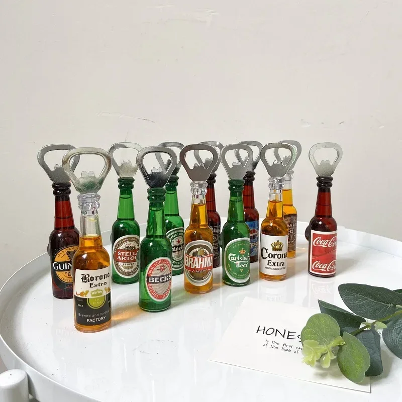 Creative Simulation Beer Bottle Opener Multifunctional Magnetic Refrigerator Decor Magnet Bottle Bar Decoration Kitchen Gadgets