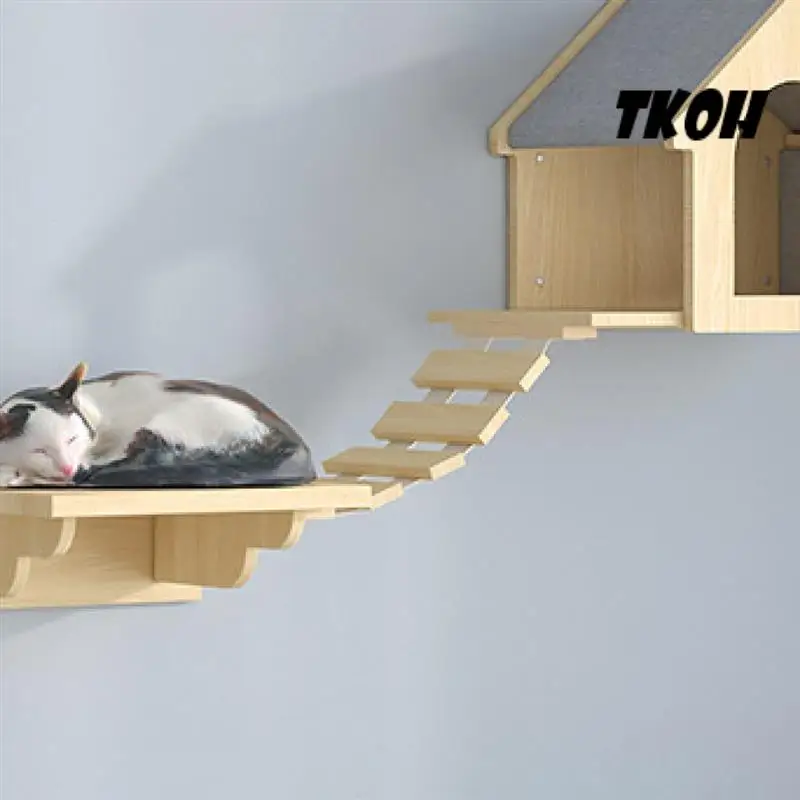 

TKOH-Cat Hammock Climbing Frame Wall Ladder, Climbing Frame Connector, Small Solid Wood Cat Climbing Frame