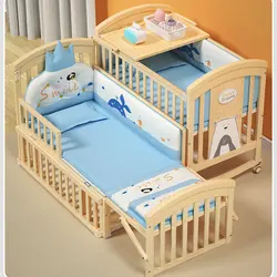 Berceau mobile multifonctionnel en bois massif pour bébé, lit pour enfants âgés, berceau BB, CPull, peut s'étendre jusqu'à 12 ans