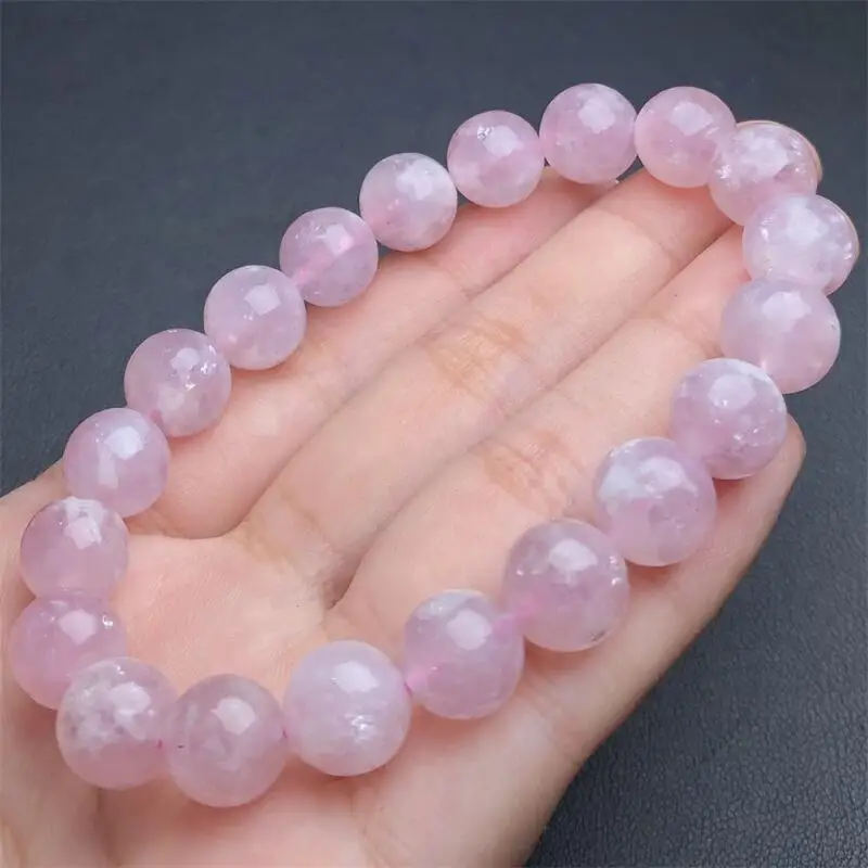 10MM Natural Pink Mica Bracelet Handmade Crystal Quartz Jewelry Stretch Bangle Children Birthday Gift 1PCS