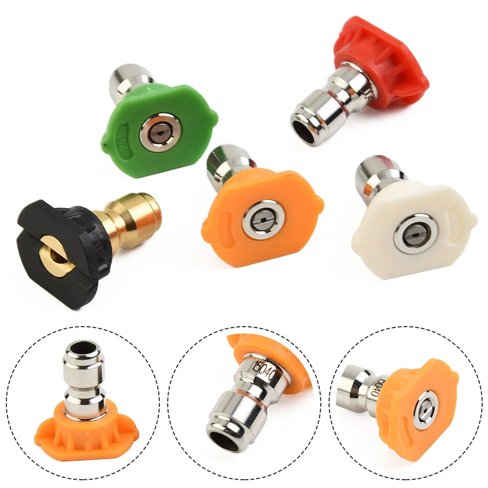 5PCS 1/4inch Pressure Washer Spray Tips Nozzles High Power Kit Quick Connect Set Hole Diameter 1.0 Mm Replacement Tool