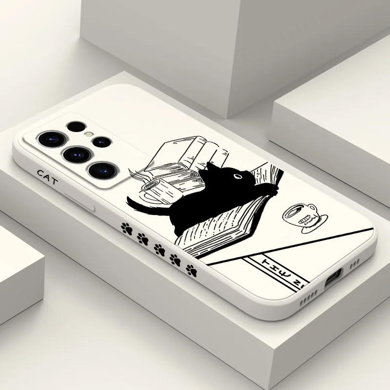 Table Cat  Phone Case For Samsung Galaxy S26 Plus Ultra Liquid Silicone Cover