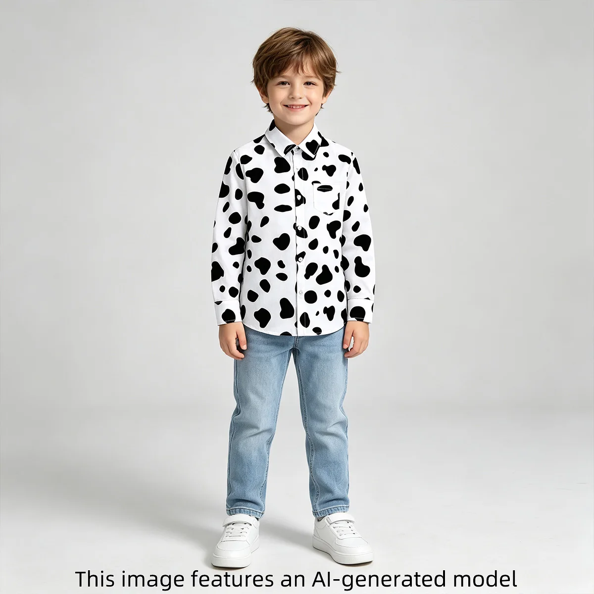 Boy Shirts Kids Dalmatian Print Shirt Halloween Carnival Children's Shirt Child Outerwear Blouses Jackets Long Sleeve Tops 5-12Y