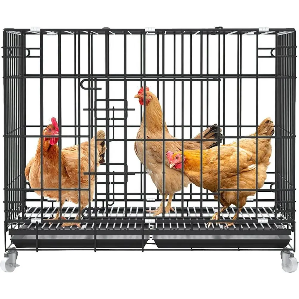 

Metal Chicken Nesting Box with Wheels, Poultry Cage for Hens and Rabbits, Suitable for Indoor & Outdoor Use