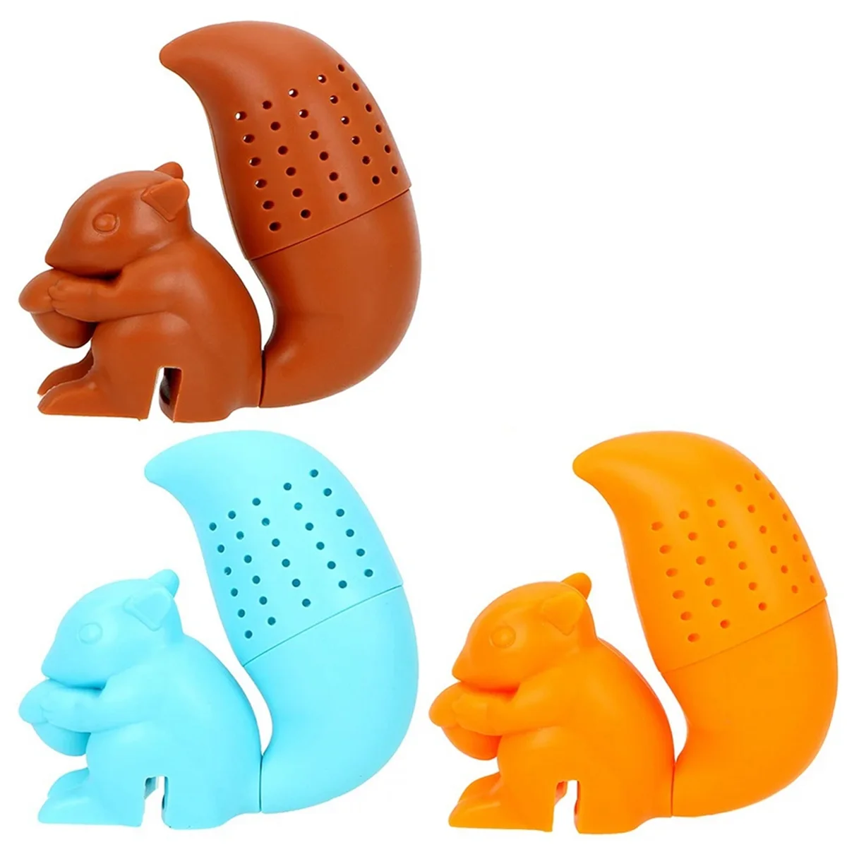 3PCS Brew Delicious Tea with A Cute Silicone Squirrel Tea Infuser - Perfect for Loose Leaf Tea