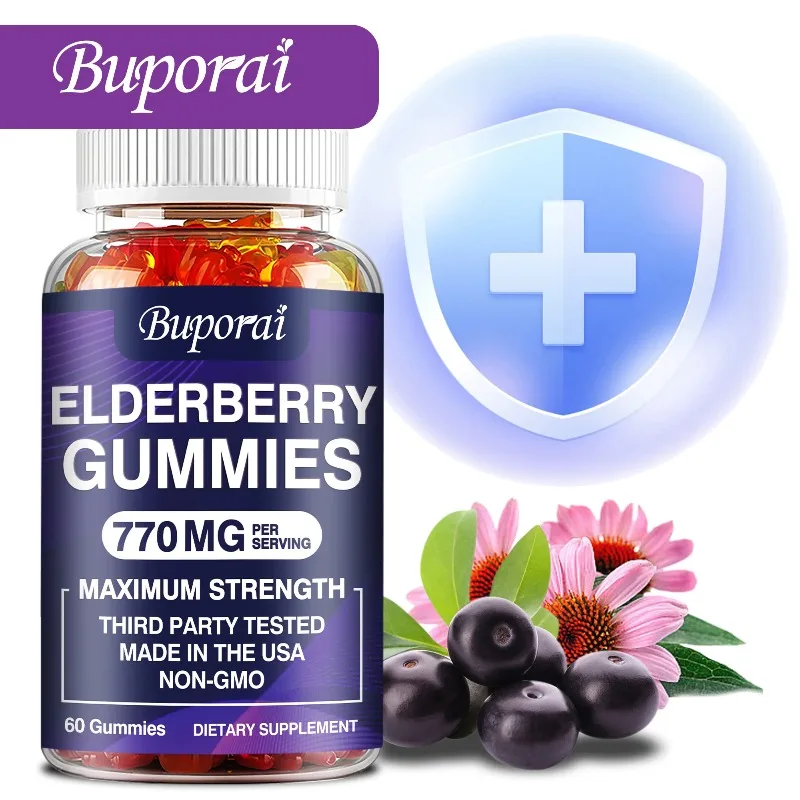 

Elderberry Gummies - with Vitamin C, Antioxidants, Skin Health, Promotes Overall Well-being, and Improved Nutrient Absorption