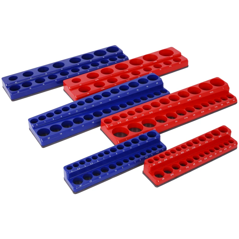 

Magnetic Socket Organizer Set, 6-Piece Socket Holder Set Includes 1/4, 3/8, 1/2 Drive Metric SAE Socket Trays, Holds 141 Pieces