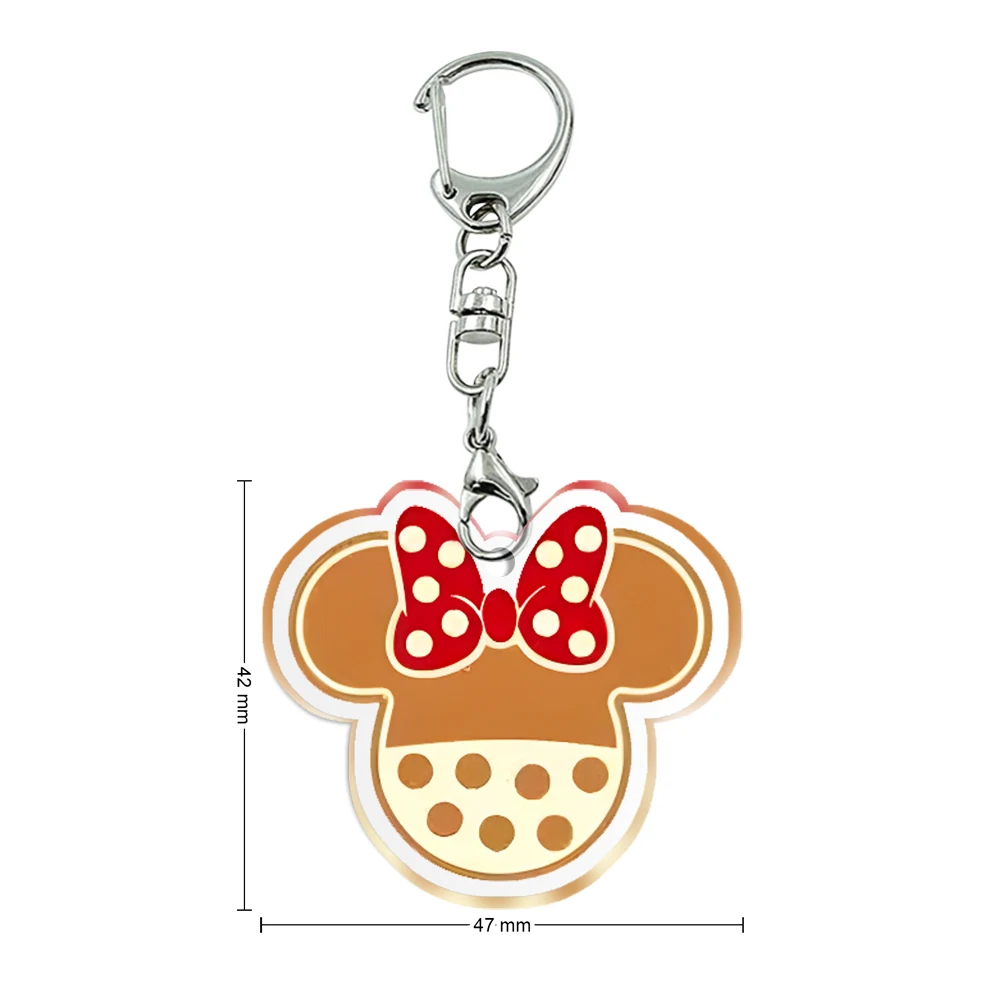 Christmas Disney Mickey Minnie Transparent Acrylic Keychains Kids Xmas Party Gift Collection Girls Jewelry Accessories