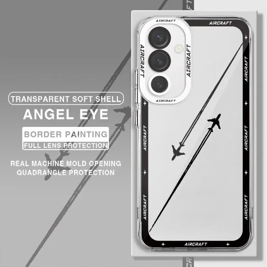 Premium Airplane Pattern Phone Case for Samsung Galaxy A35 A55A53 A54 A73 A34 A33 A25 A24 A13 A14 A15 5G Clear Soft Shell