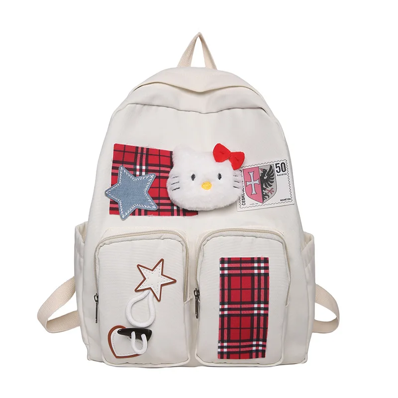 Sanrio neue Hallo Kitty Student Schult asche Cartoon niedlichen Schulter polster große Kapazität Kinder Rucksack