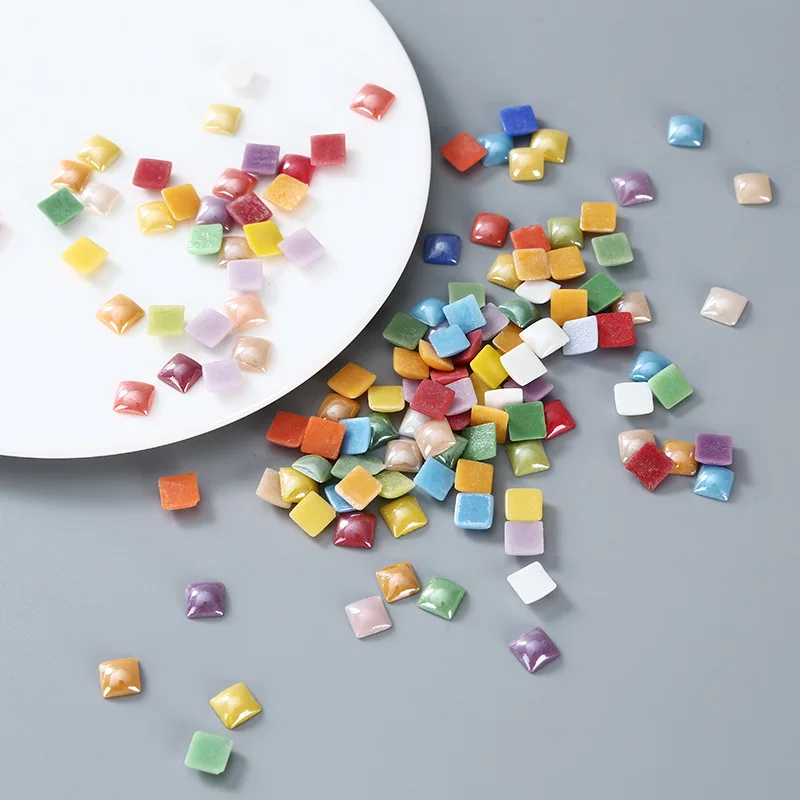 Mixed Colors Flat Back Beads Square Glass Half Cabochon 4mm 6mm 8mm 10mm For Crafts Scrapbooking DIY Nail Art Decoration Garment