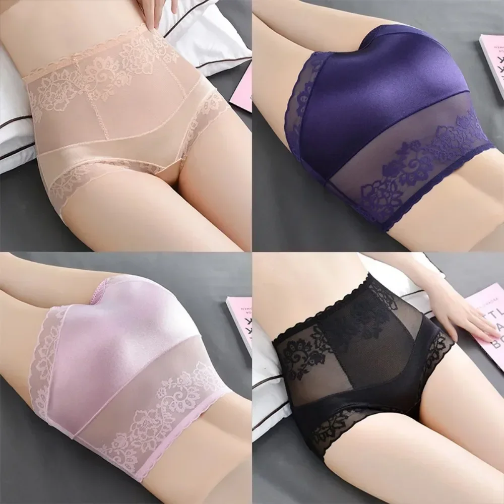 Ultra-thin Panties Women Lace Embroidery Flowers Panties High Waist Butt Lifter Briefs Control Tummy Seamless Underwear 심리스 팬티 - Image 4