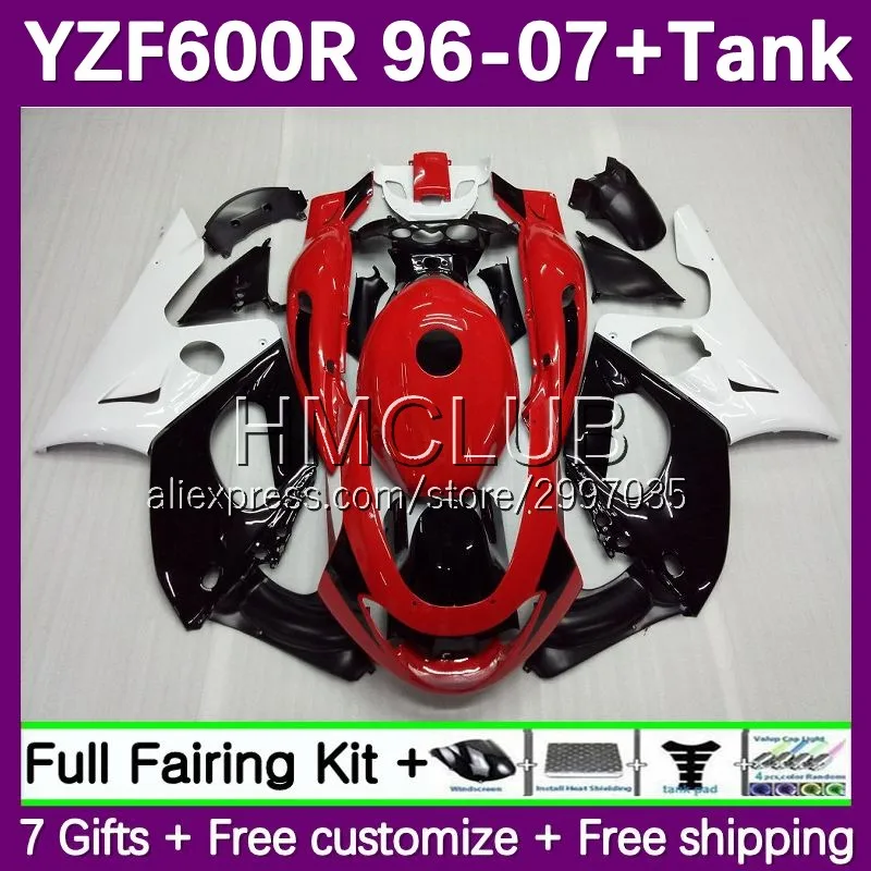 Red Black Fairing +Tank For YAMAHA YZF600R Thundercat YZF-600R 125No.0 YZF 600R 96 97 98 99 01 2002 2003 2004 2005 2006 2007