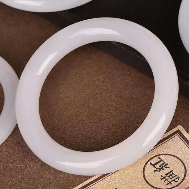 

Natural White Jade Bangle Women Fine Jewelry Genuine Chinese Hetian Jades Nephrite Round Bracelet Certified Jade Stone Bangles