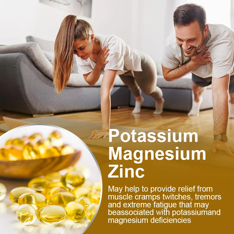 Potassium Magnesium Zinc Capsule Vitamin D3 for Strong Bones Teeth Heart Nerve Increase Immune System Function Supplement