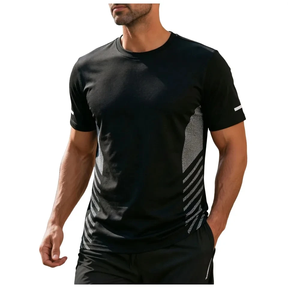 

Plue Size Men's Ice Silk T-Shirt Fashion Sports Tops Summer O-Neck Short Sleeve Quick Drying Breathable Tee Gym Fitness Tshirts