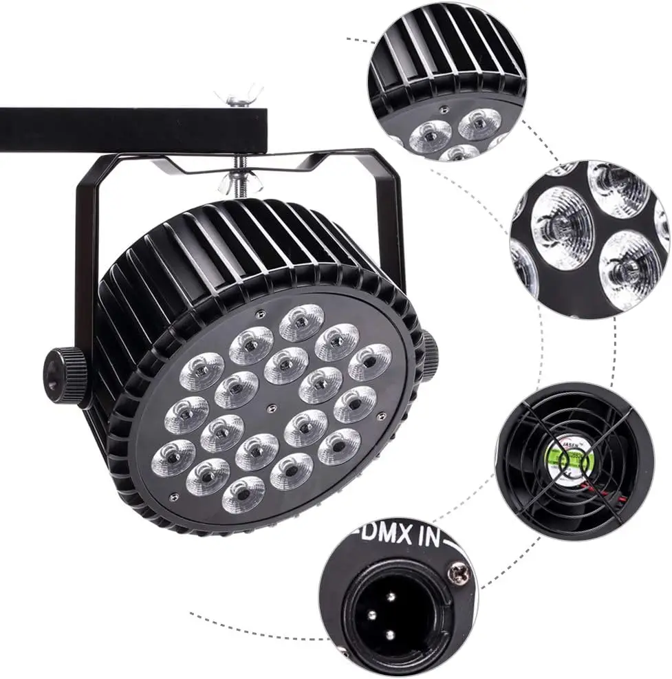 Aluminum Alloy LED Par 18x18W RGBWA+UV Lights 6in1 LED Lighting DMX512 Disco Light Professional Stage Dj Equipment Fast Shipping