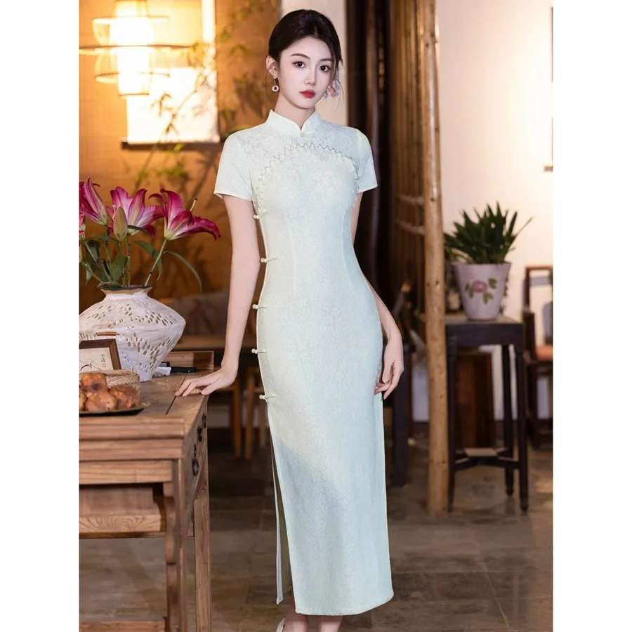 yourqipao-new-chinese-style-retro-cheongsam-improved-spring-and-summer-elegant-qipao-evening-skirt