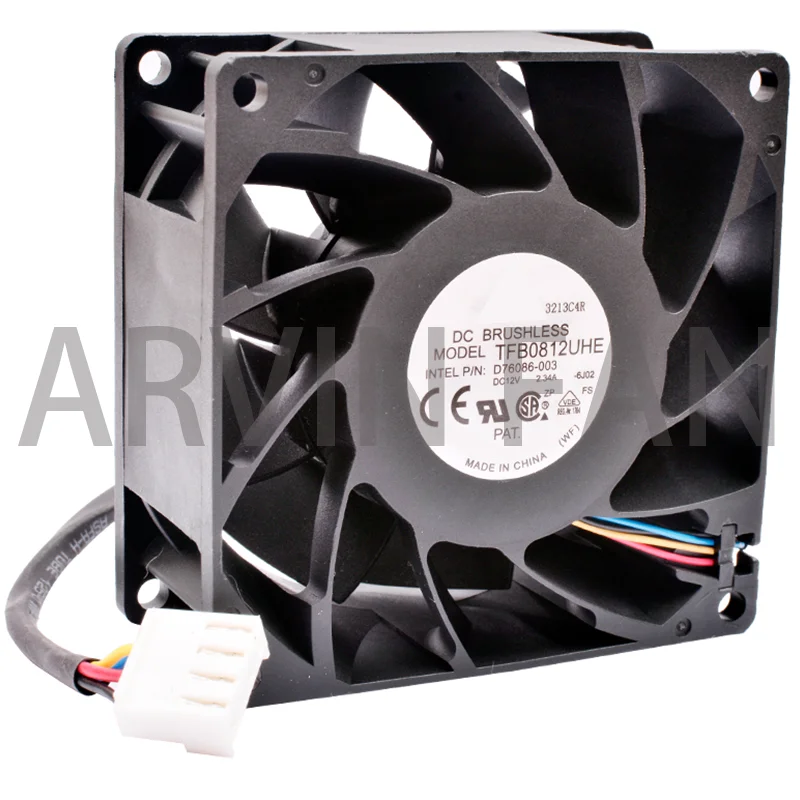 Gloednieuwe Originele Tfb0812uhe 8Cm 8038 80X80X38Mm 80Mm Ventilator Dc 12V 2.34a Inter Pin: D76086-003 Koelventilator Geschikt Voor Servers