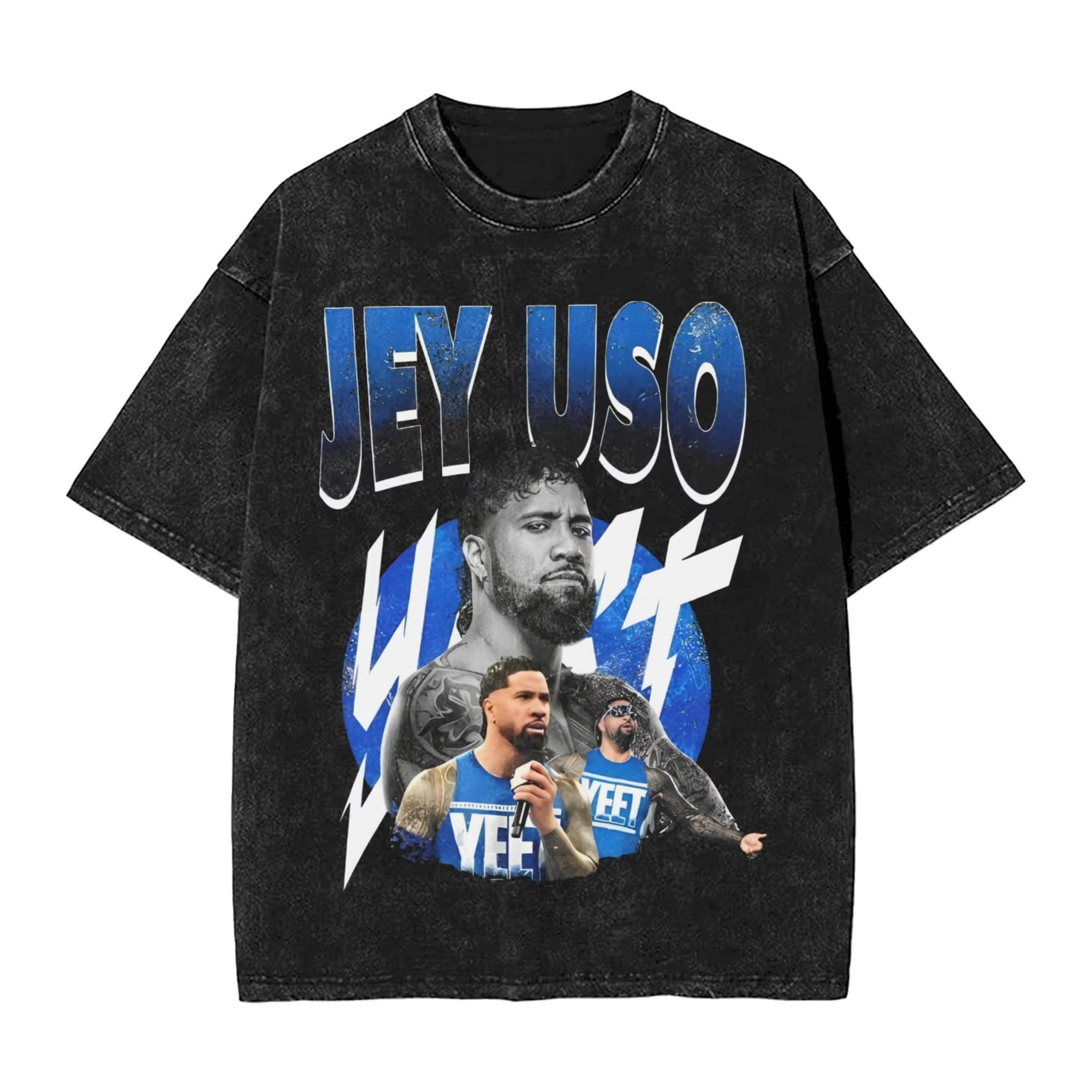 

Jey Uso Yeet Wrestling Wrestler Merch Washed T Shirt Men Women Streetwear Hip Hop T-Shirts Summer Tee Shirt Short Sleeve