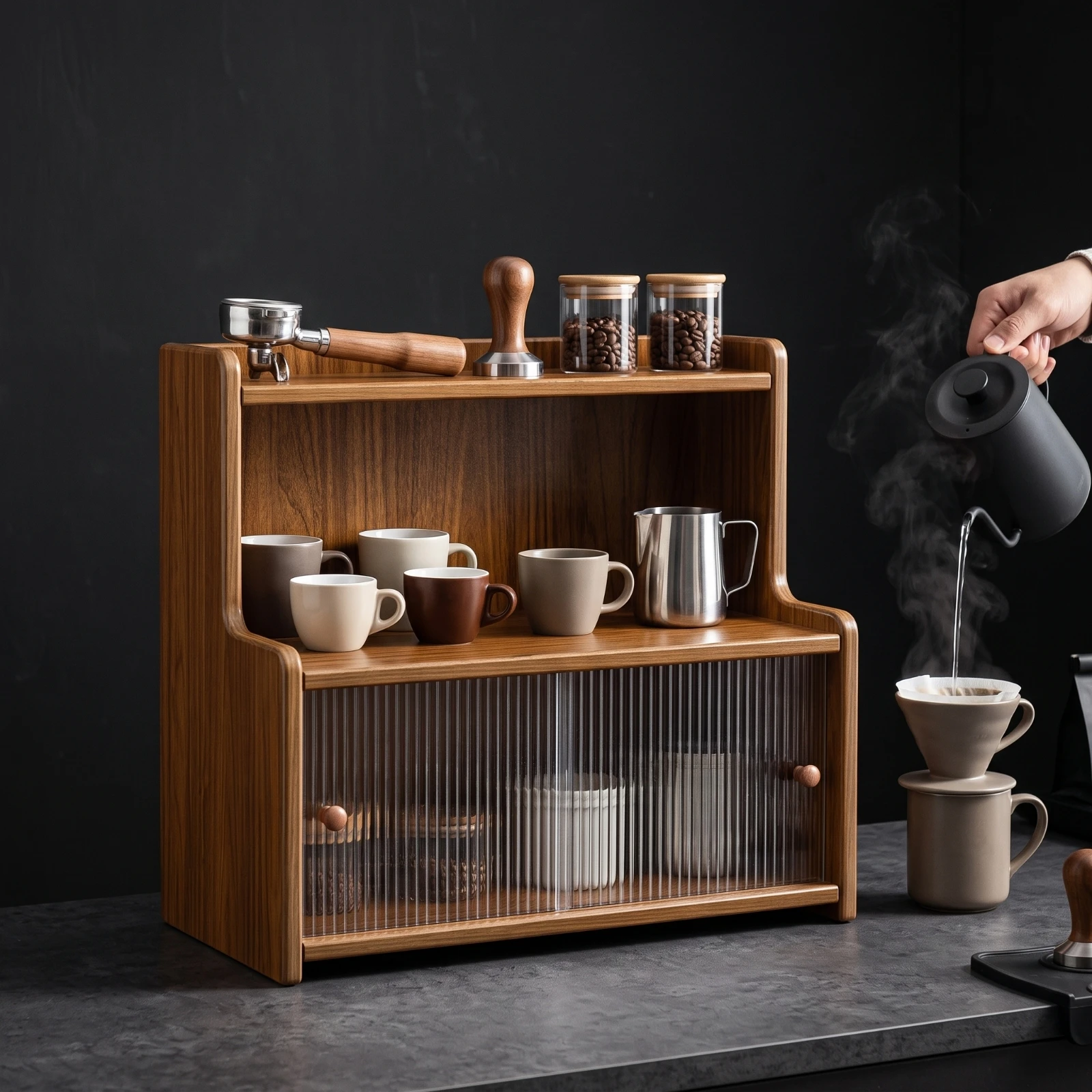 Coffee Station Organizer Two-Tier Coffee Bar Organizer Countertop Shelf Versatile Mug Holder Sturdy for Homeowners