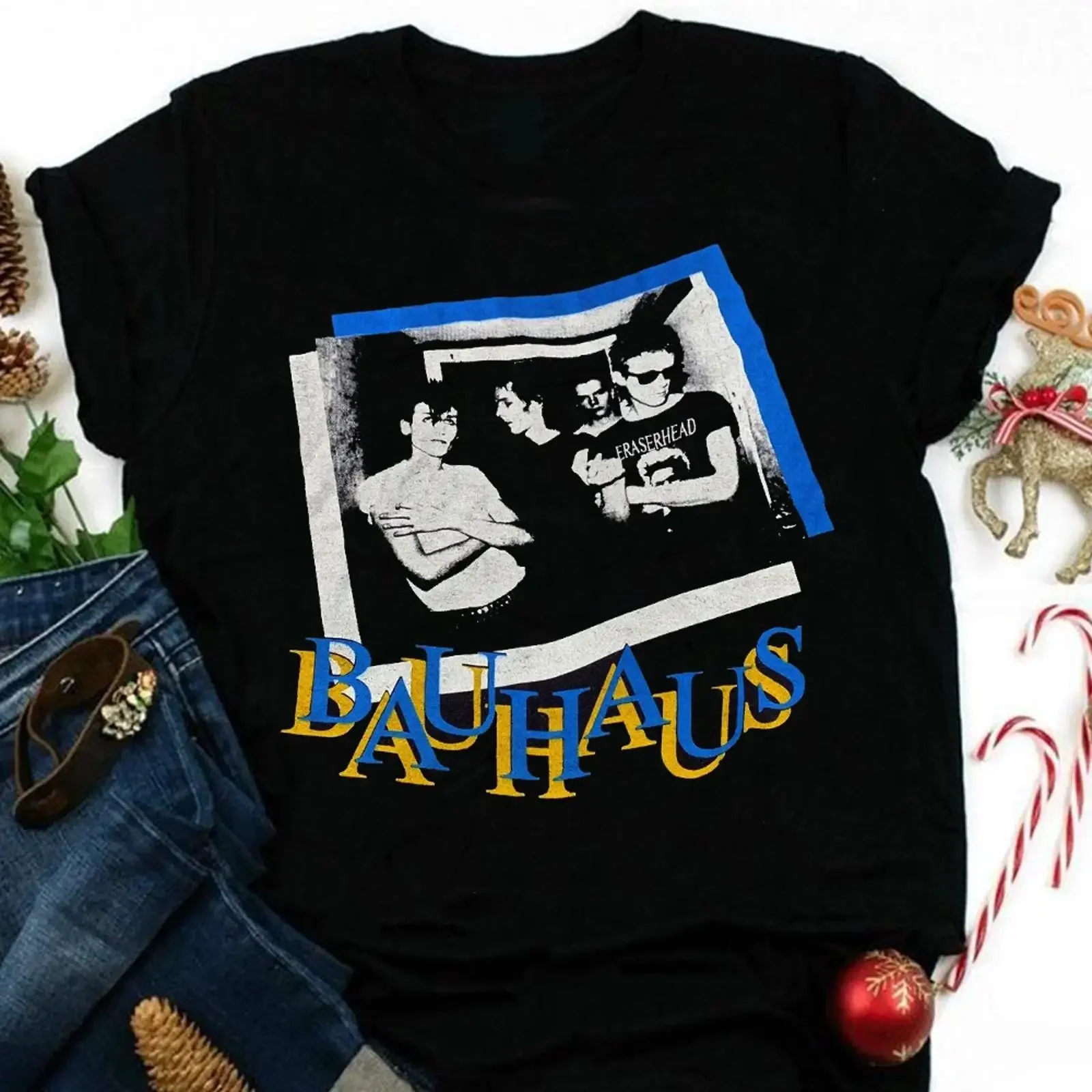 New Bauhaus T Shirt 80s Black unisex all size vintage Washed graphic designer clothes Stretched Slightly Soft streetwear