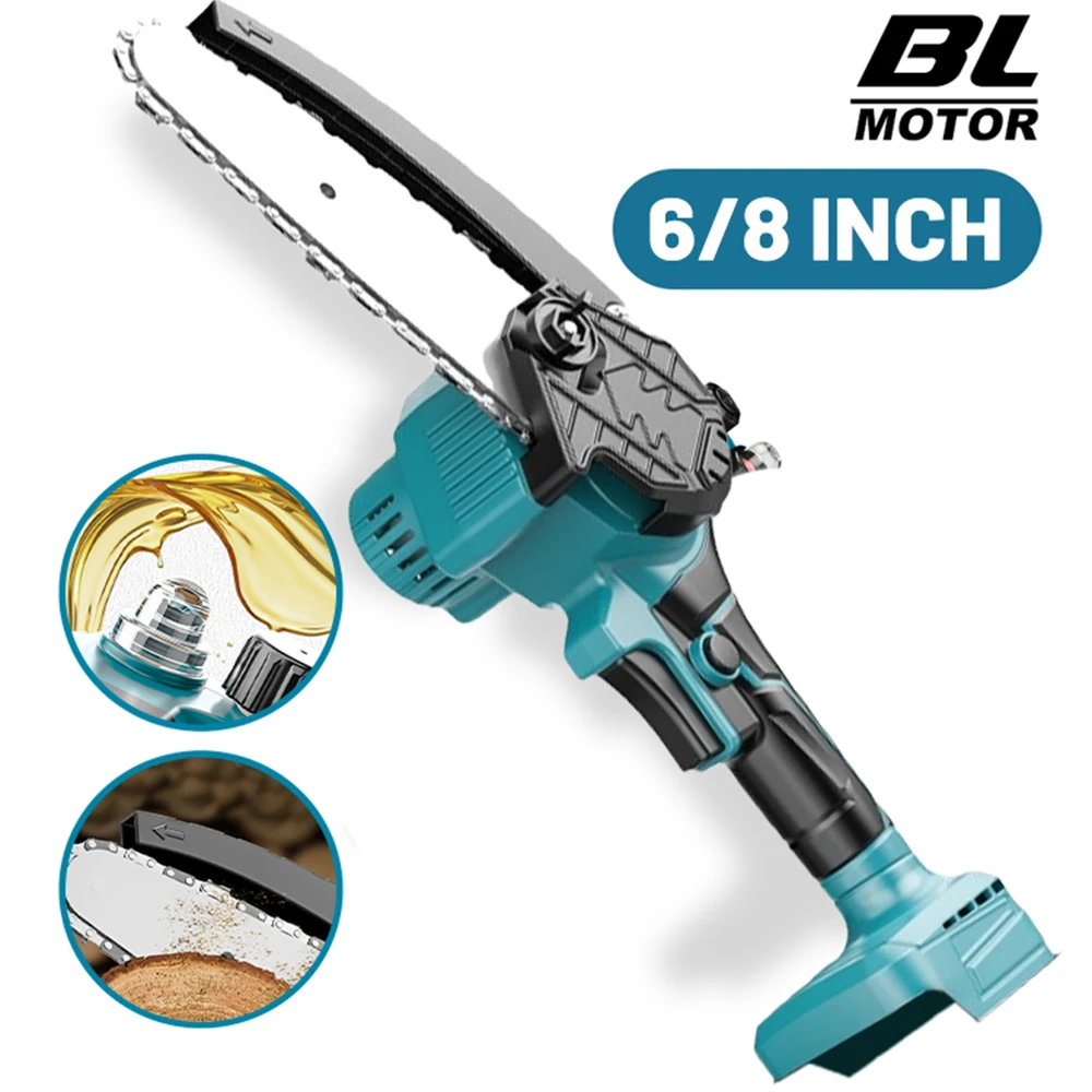 Brushless 6inch 8inch Electric Saw Automatic Oiler Handheld Garden Pruning Chainsaw Woodworking Tools for Makita 21V Battery