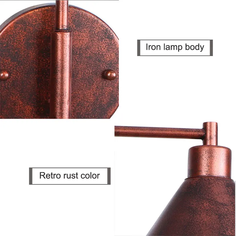 Creative Retro Loft American Style Wall Lamp Industrial Iron Nostalgic Bedside Bedroom Color Minimalist Wall Light