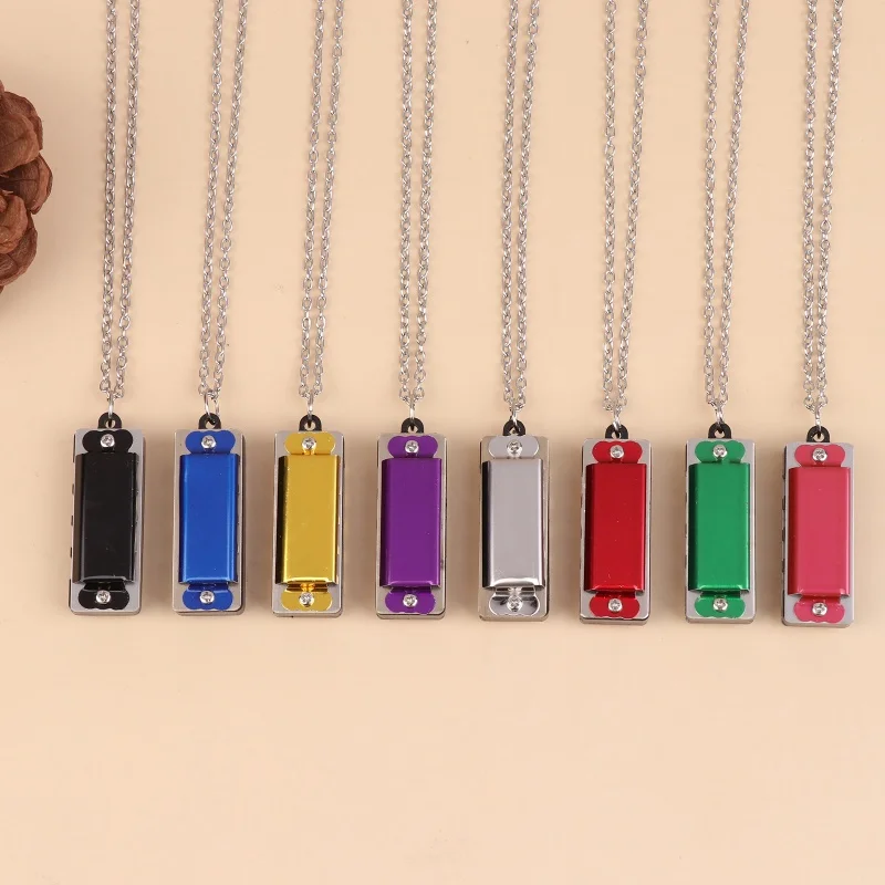 1PC 4-Hole 8-Tone Mini Necklace Harmonica Musical Instrument Toys For Kids Children's Elementary School Entrance Music Toy Gift