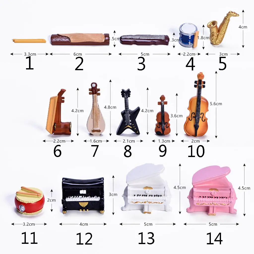 Creative Varied Miniature Music Instrument Resin Mini Violin Dollhouse Decorative Ornaments Crafts DIY Home House Bar