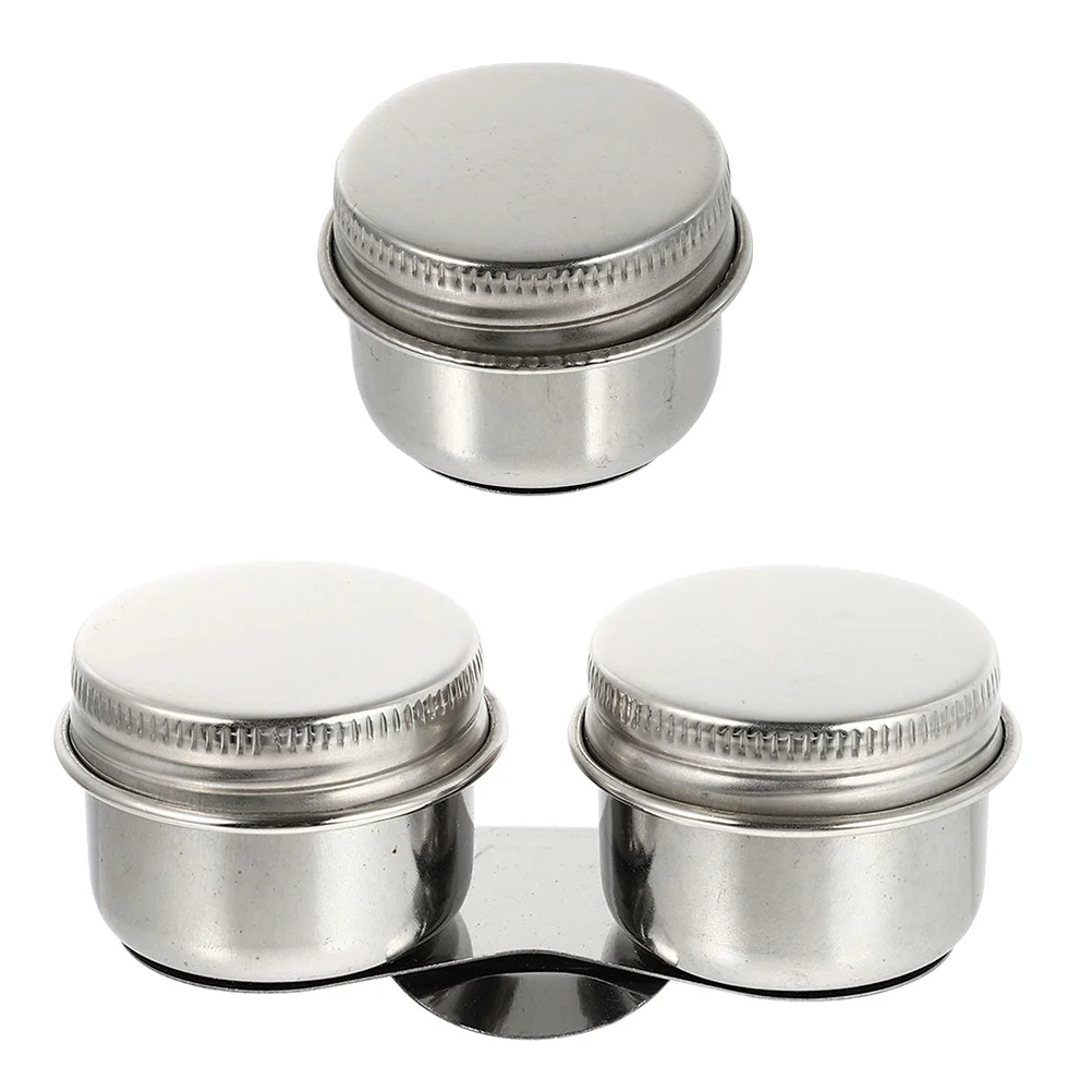 Pot à pinceaux pour peinture à l'huile en acier inoxydable, tasse à palette, rondelle de livres, lavage argenté avec couvercle, 2 pièces