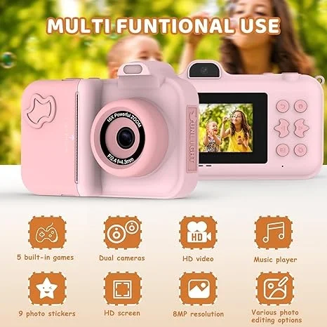 Children Camera Instant Print Camera For Kids Dual Lens Video Recording Photo Thermal Printing Mini Digital Camera With 32G Card