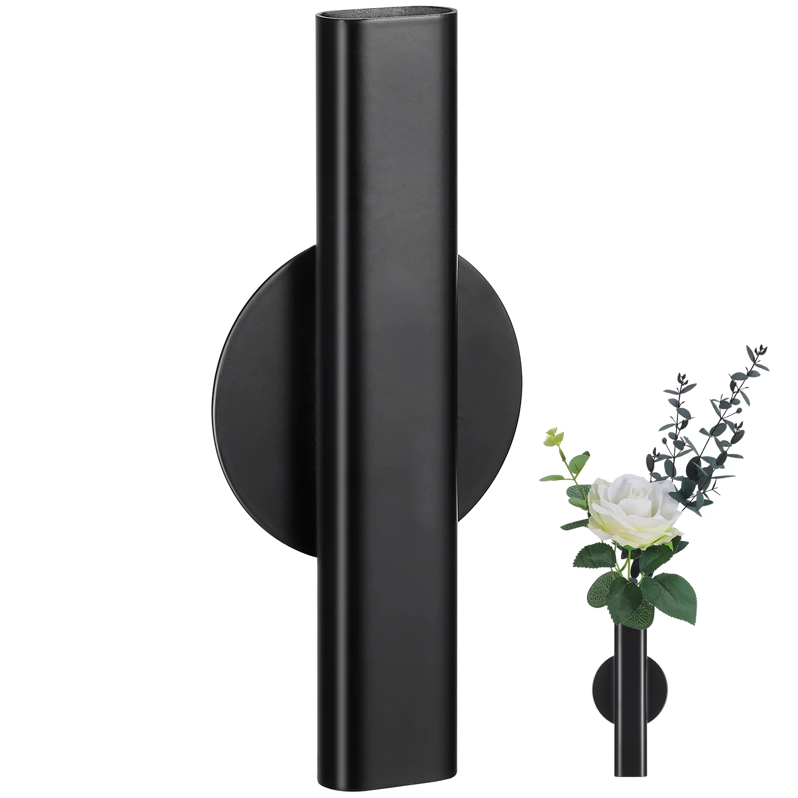 Vasi da parete con fiori in metallo, simpatico vaso da fiori artificiale, supporto decorativo nero per mini tubo di fiori