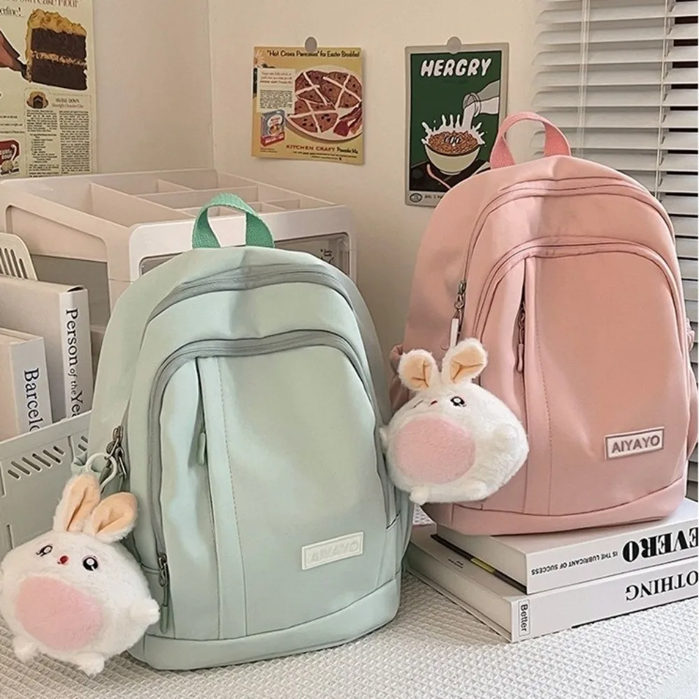 Nylon Girls Backpacks Large Capacity Solid Color Students School Bags Japanese style Multi Pockets Teenage Shoulder Bags Travel