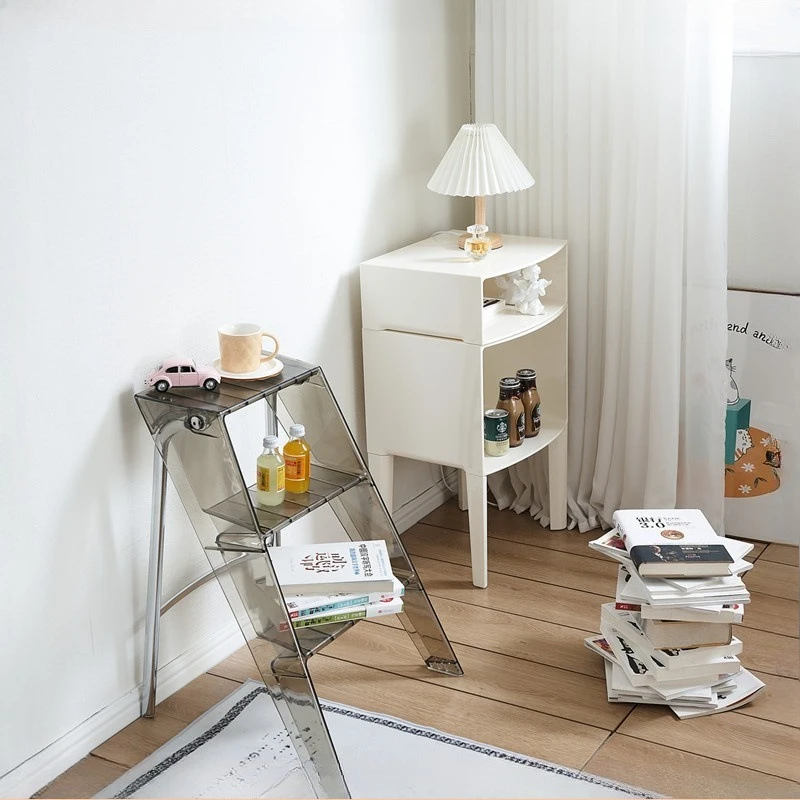 Multi Functional Transparent Folding Ladder for Household Use, Nordic Acrylic Ladder Stool, Indoor Anti Slip Three-step Ladder