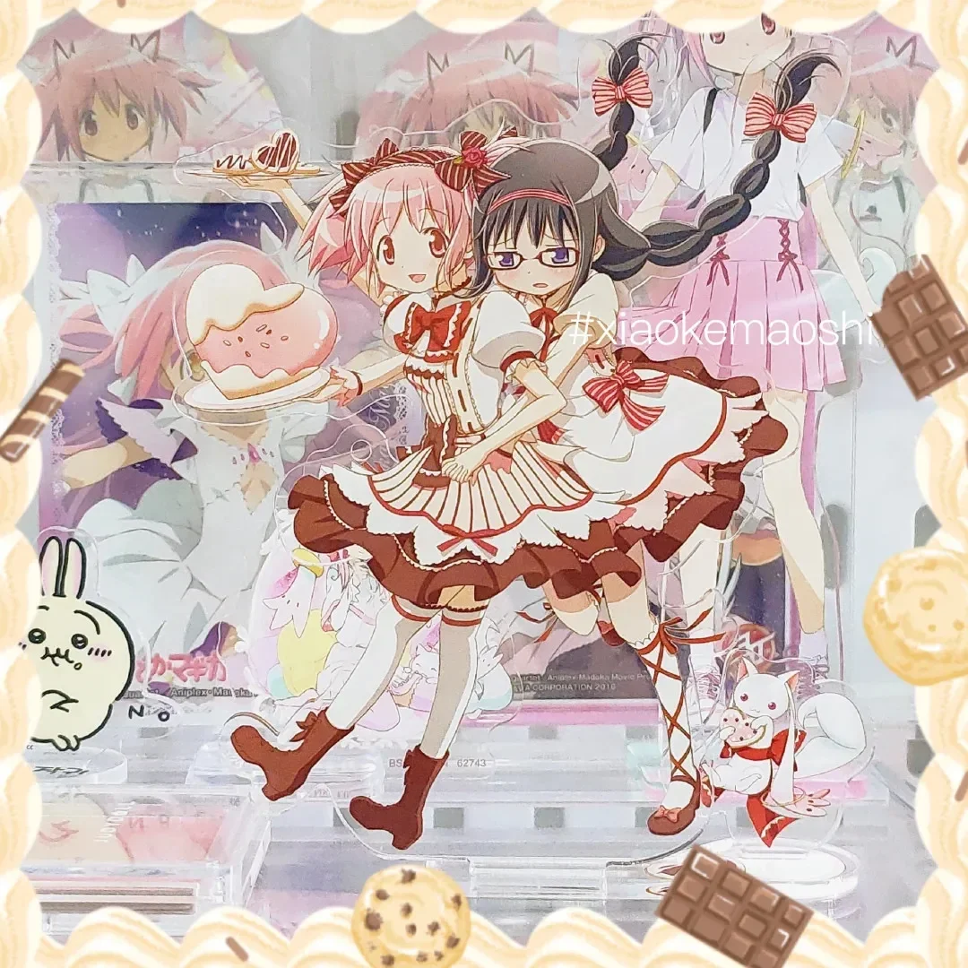 Puella Magi Madoka Magica Acrylic Stand Kaname Madoka Figure Akemi Homura Display Chocolate Cake Anime Goods Collection Decor