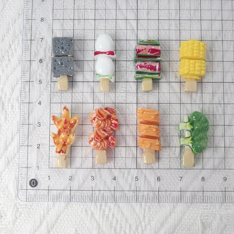 10/100Pcs Mini Nail Art Cute Cartoon BBQ Series Resin Scrapbook DIY handmade Children Gift Hairpin Accessories