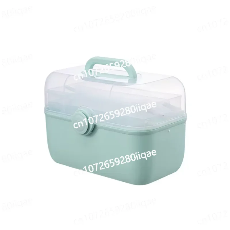 Household 3-layer retractable transparent first aid kit plastic storage container with locking lid medicine box